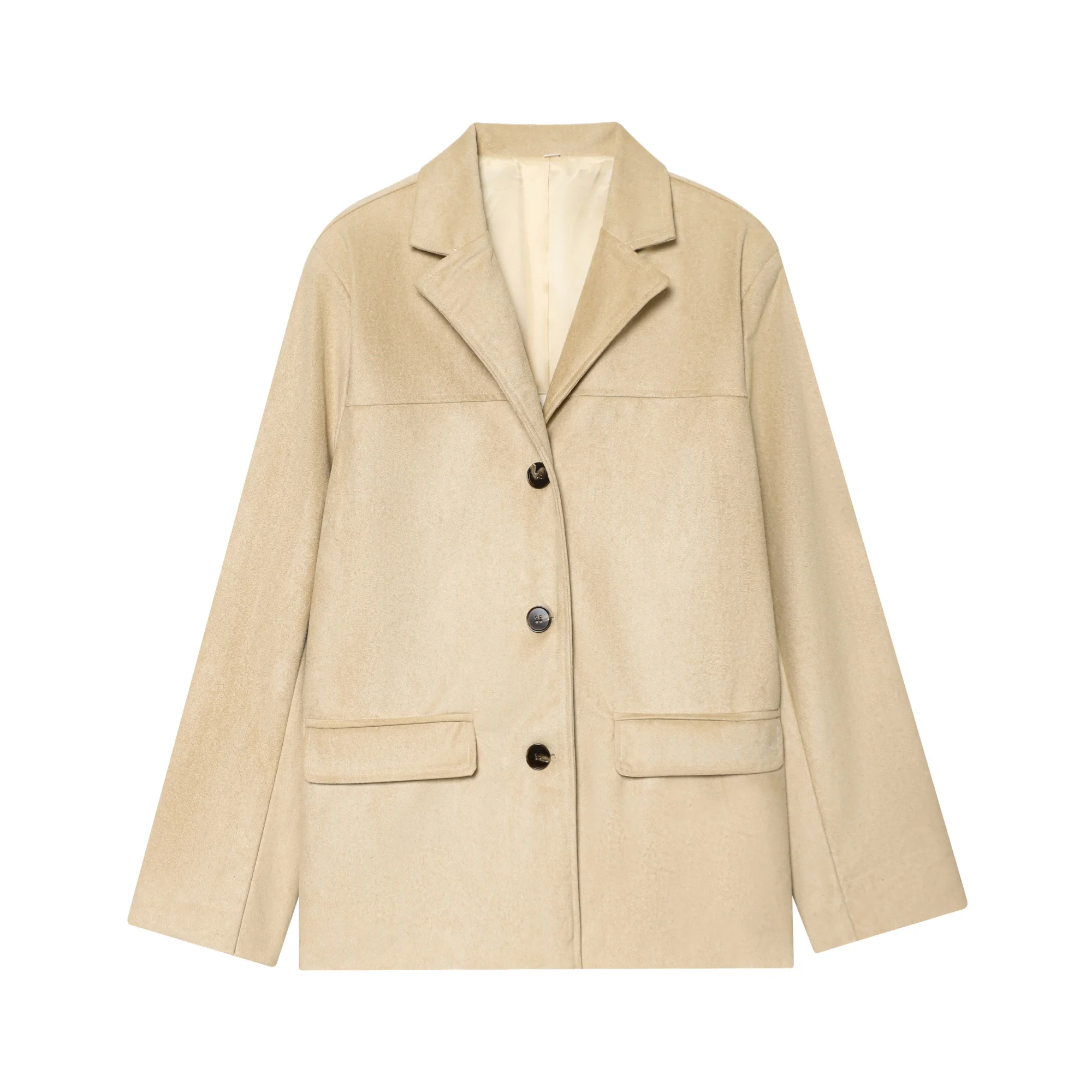 Women Vintage Suede Solid Blazer Jacket Spring Autumn Outerwears Long Sleeve Blazer Slim Coat Old Money Casual Jackets Streetwea