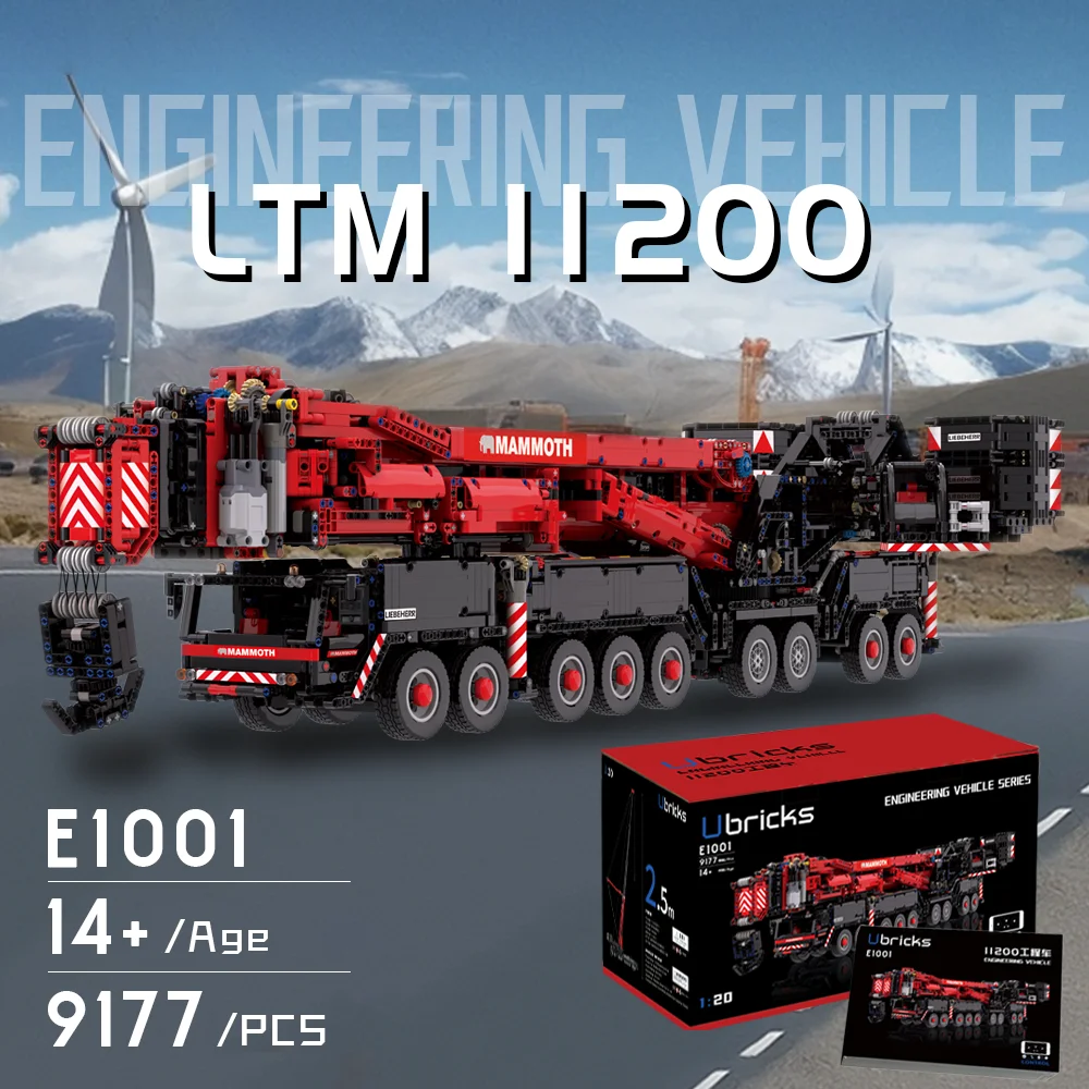 2024 Version 9177Pcs Parts MOC LTM11200 Mobile Crane Model 1:20 RC