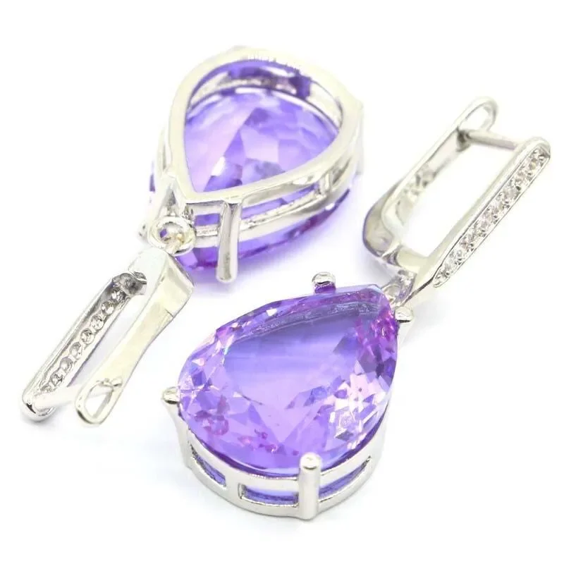 9g Customized 925 SOLID STERLING SILVER Earrings Luxury Drop Shape Alexandrite Topaz Spessartine Garnet Golden Citrine Women Wed