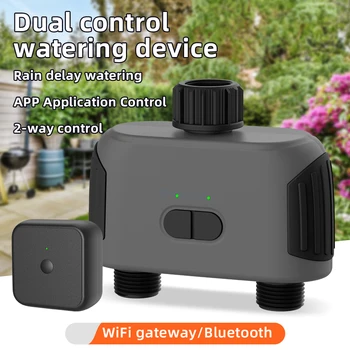 Automatic Water Timer with Wifi Hube 2-Outlet Garden Irrigation Watering System Sprinkler Programmer Tools Support Alexa Tuya 1
