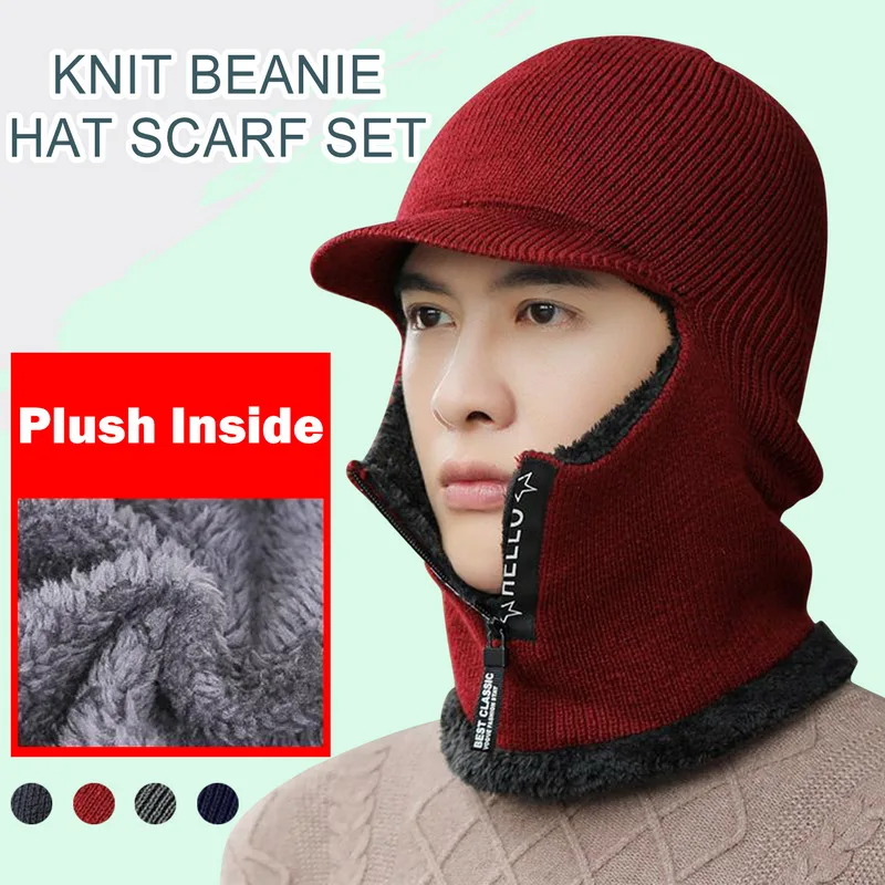 Winter Riding Mask Thickened Plush Knitted Neck Cover Balaclava Mask Windproof Anti-cold Outdoor Motocycle Ski Full Face Cover