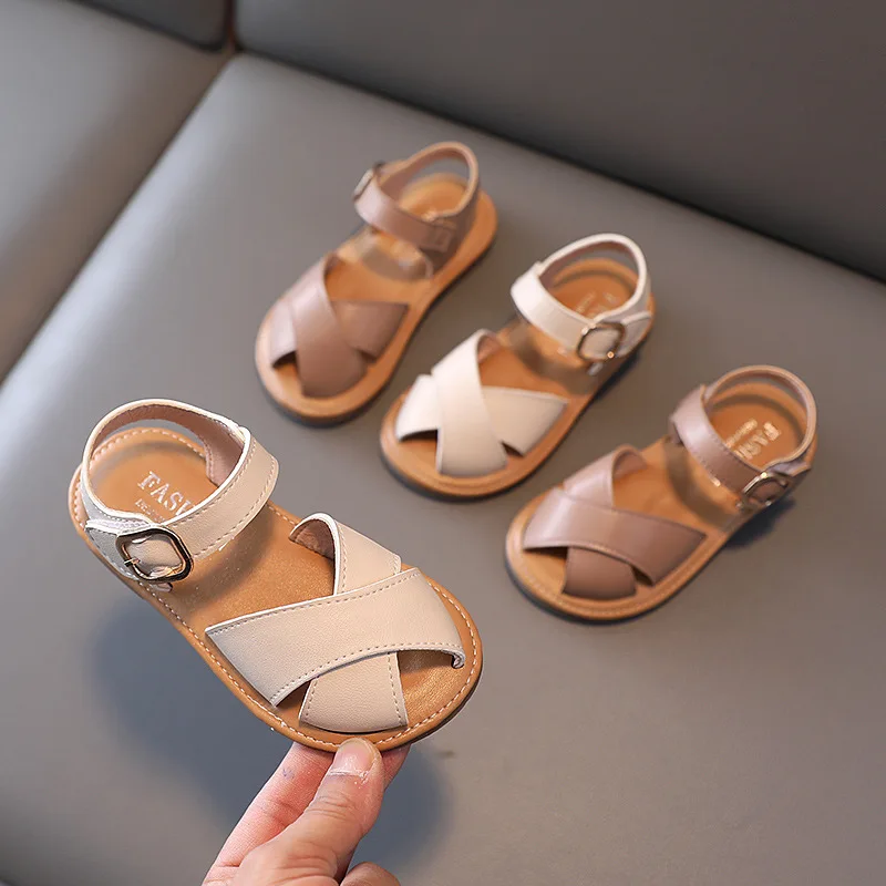 2023 Summer Children Sandals Girls Beach Shoes Ankle Straps Kids Close-toed Sandals For Girl Size 21-30 Kids shoes Girls shoes