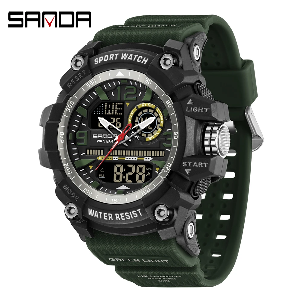Men's Large Dial Multi-Functional Outdoor Waterproof Sports Watch