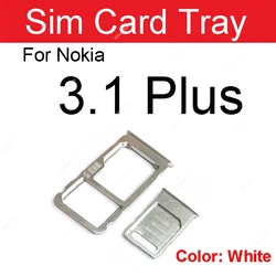 Black Sim Card Tray Holder with SD Slot for Nokia - Replacement Repair Parts (3.1 Plus White)