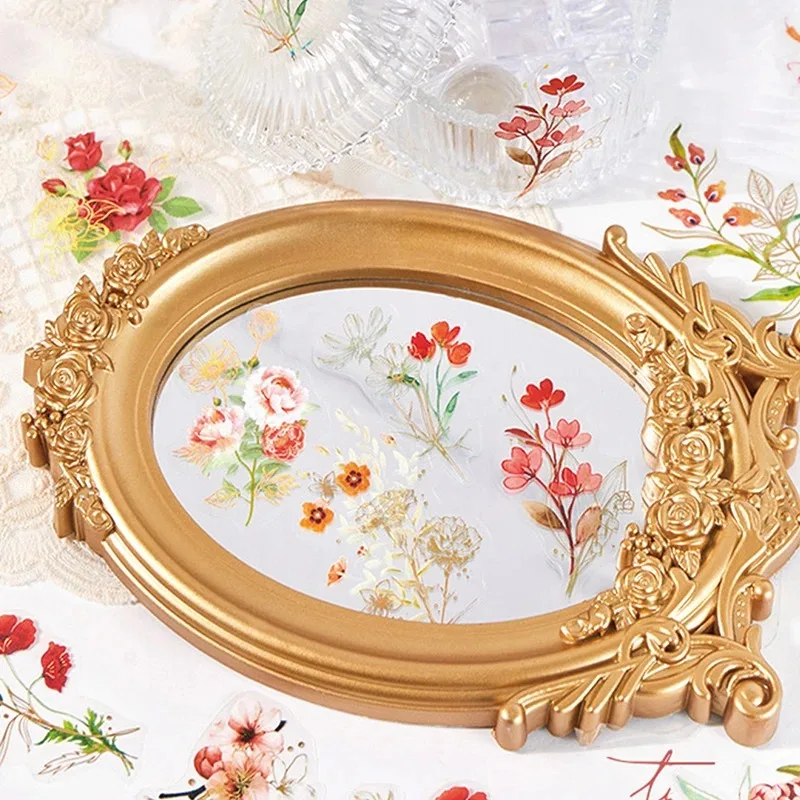 Aesthetic Flower Stickers Pack Fresh Plant Hand Account DIY Material Decorative Stationery Stickers Wall Sticker