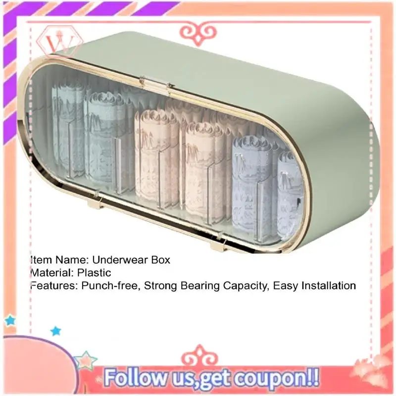Upgraded Underwear Storage Box Socks Briefs Bras Panties Holder Wall Mounted Multi-Grids Movable Baffle Capacity Dustproof 2