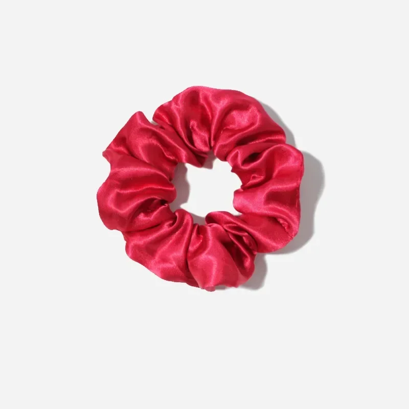 New French Retro Simple Ball Head Large Intestine Hair Tie Solid Vintage Satin Scrunchie Elastic Handmade Elastic Hair Bands