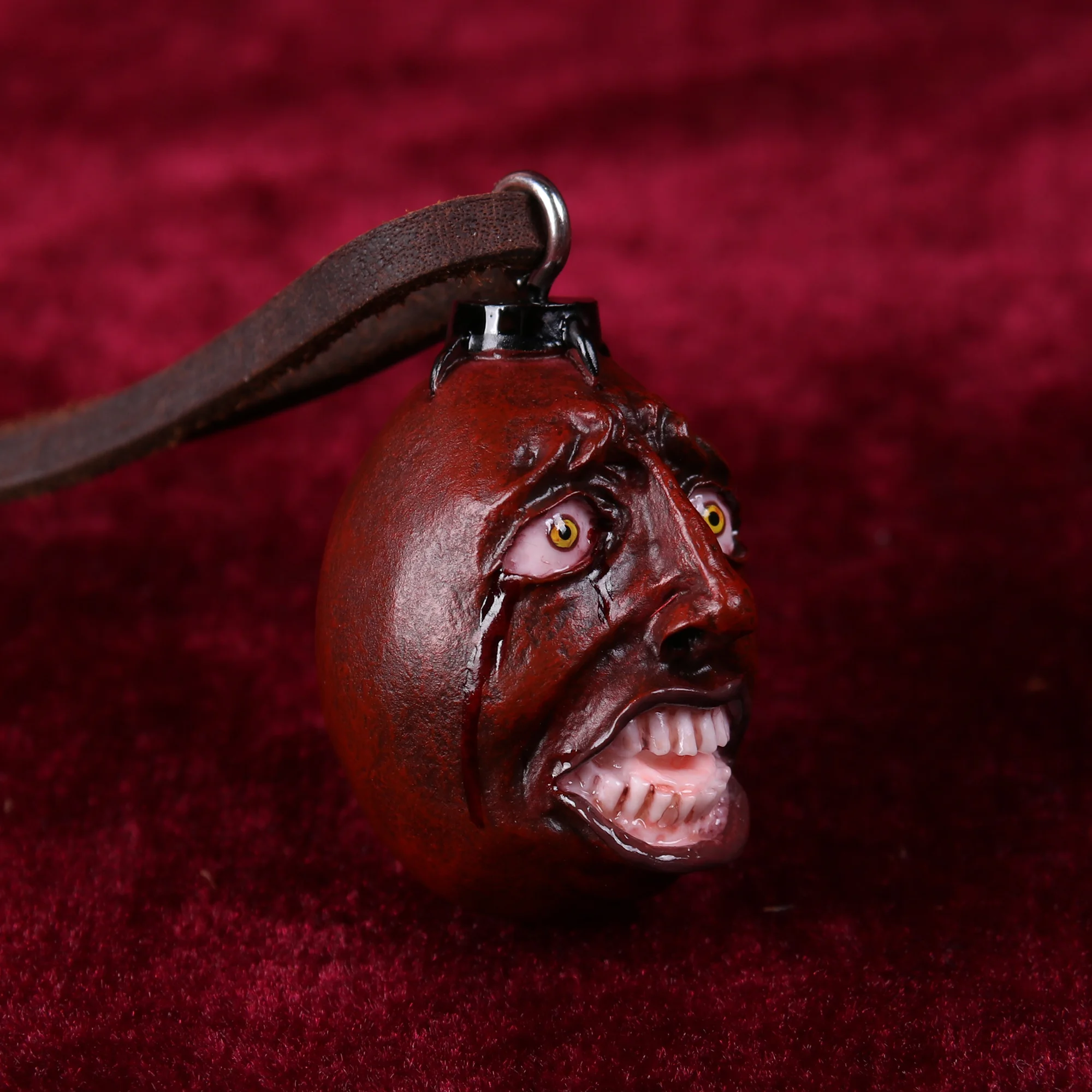 Vol.7 Dark Red Behelit Necklace Eclipse Version Pendant With Leather Rope Anniversary Gift