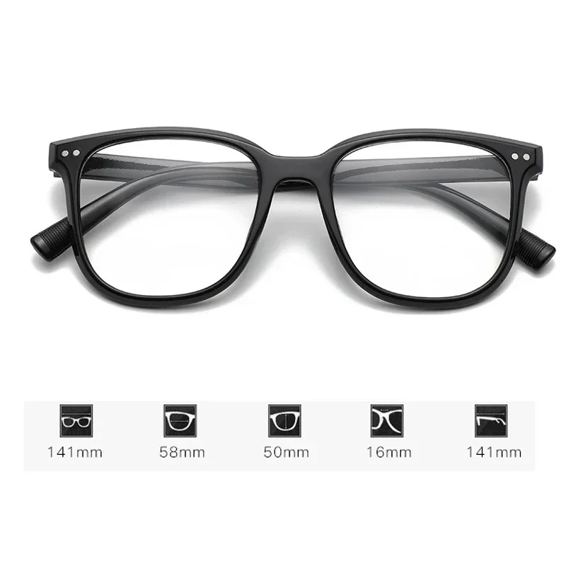 Square Finished Ladies Myopia Glasses Ultralight Oversized Frame Anti Blue Light Prescription Minus Eyewear Diopter 0 To -6.0 6