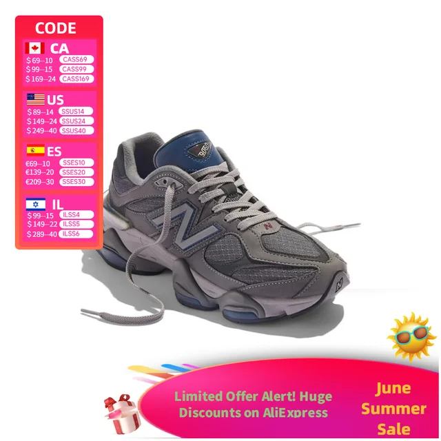 New Balance NB 9060 : baskets basses décontractées, élégantes, à semelle épaisse et amortie, pour hommes et femmes – Gris U9060ECC 1
