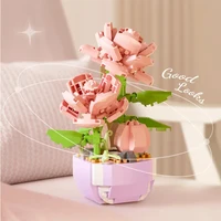 Romantic Flower Building Blocks Everlasting Bonsai Tree Gardens Micro Bricks DIY Potted Plants Model Creative Kids Kits Toys 1