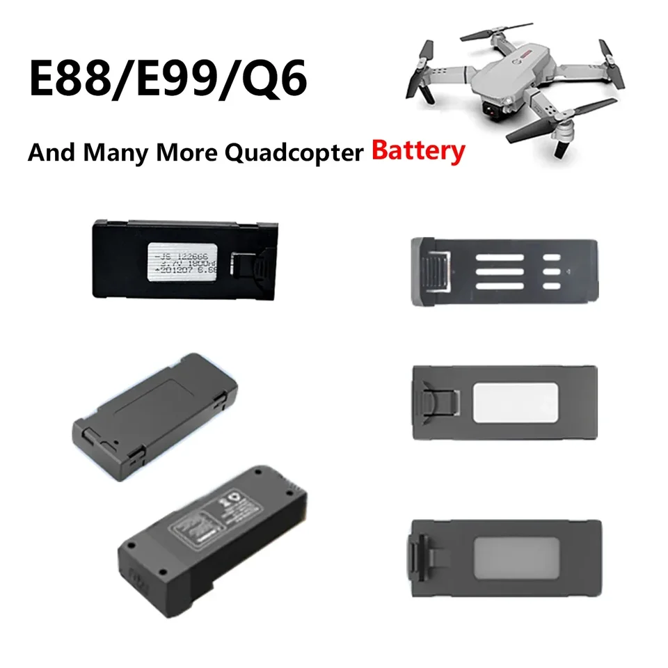 Pack 3 Baterías 3.7V 1800mAh Para Drones E88, E525, E99, P1, K3 Y Más - Incluye Hélices Y Cable De Carga