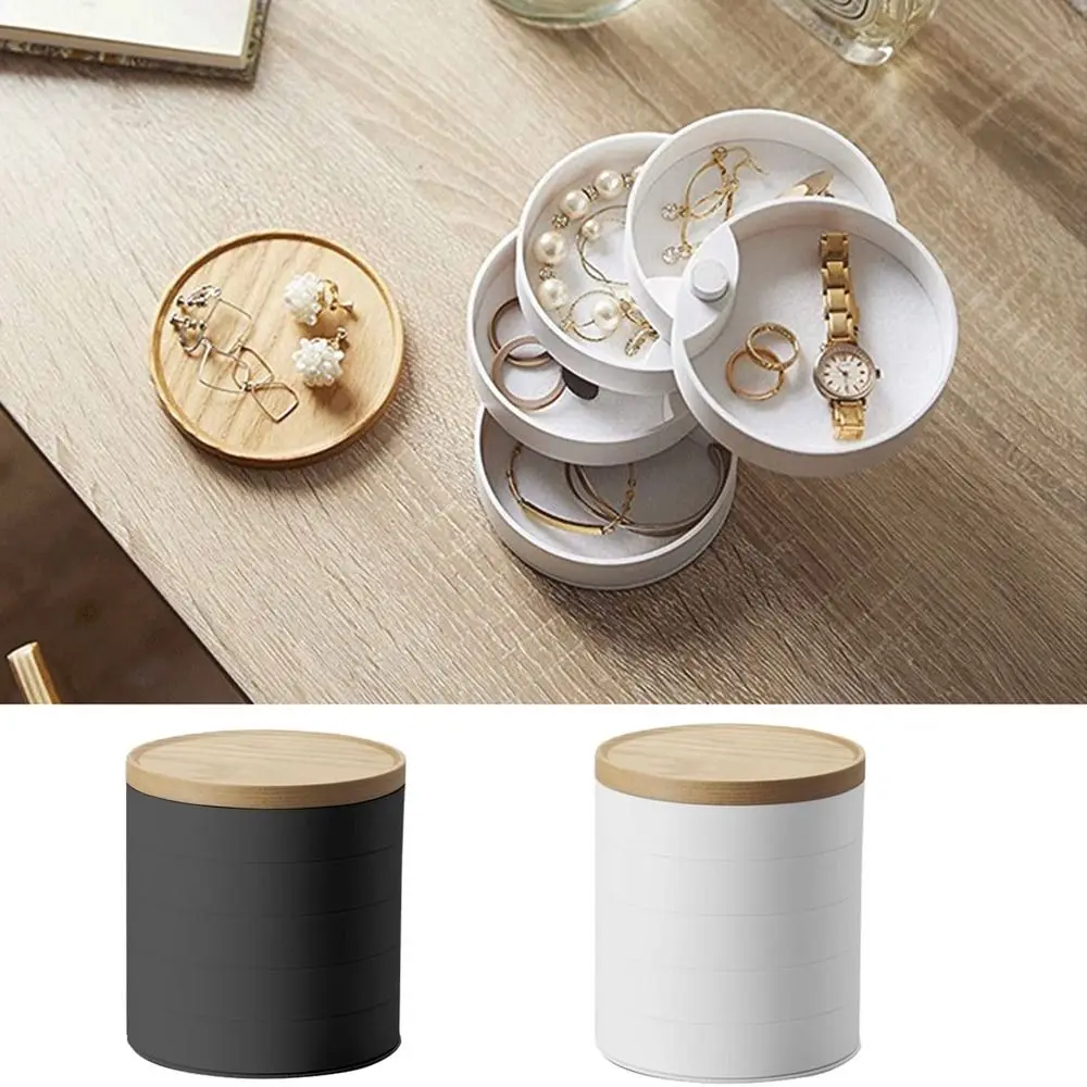 

Деревянная крышка, рабочая коробка, пятислойный круглый поднос для хранения, Пылезащитная деревянная крышка, контейнер для ювелирных изделий