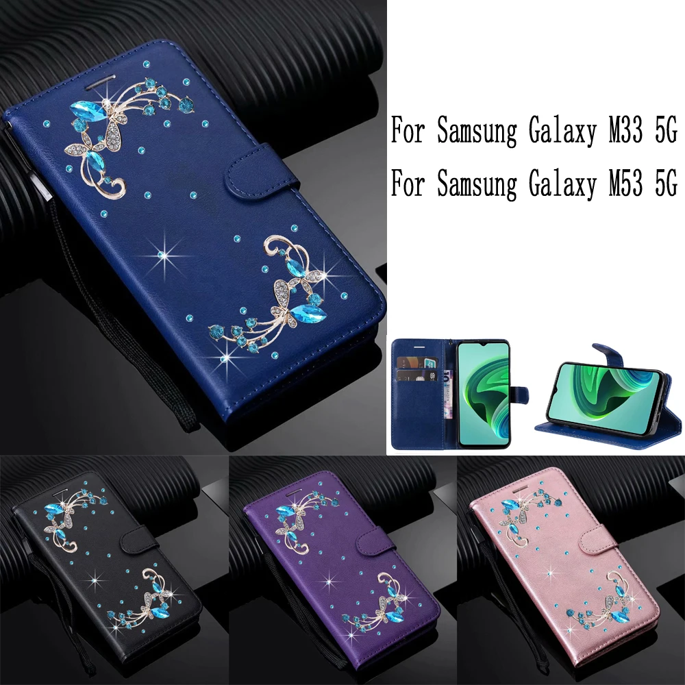 Sunjolly Mobile Phone Cases Covers For Samsung Galaxy M33 M53 5G Case Cover Coque Flip Wallet For Galaxy M53 5G Case