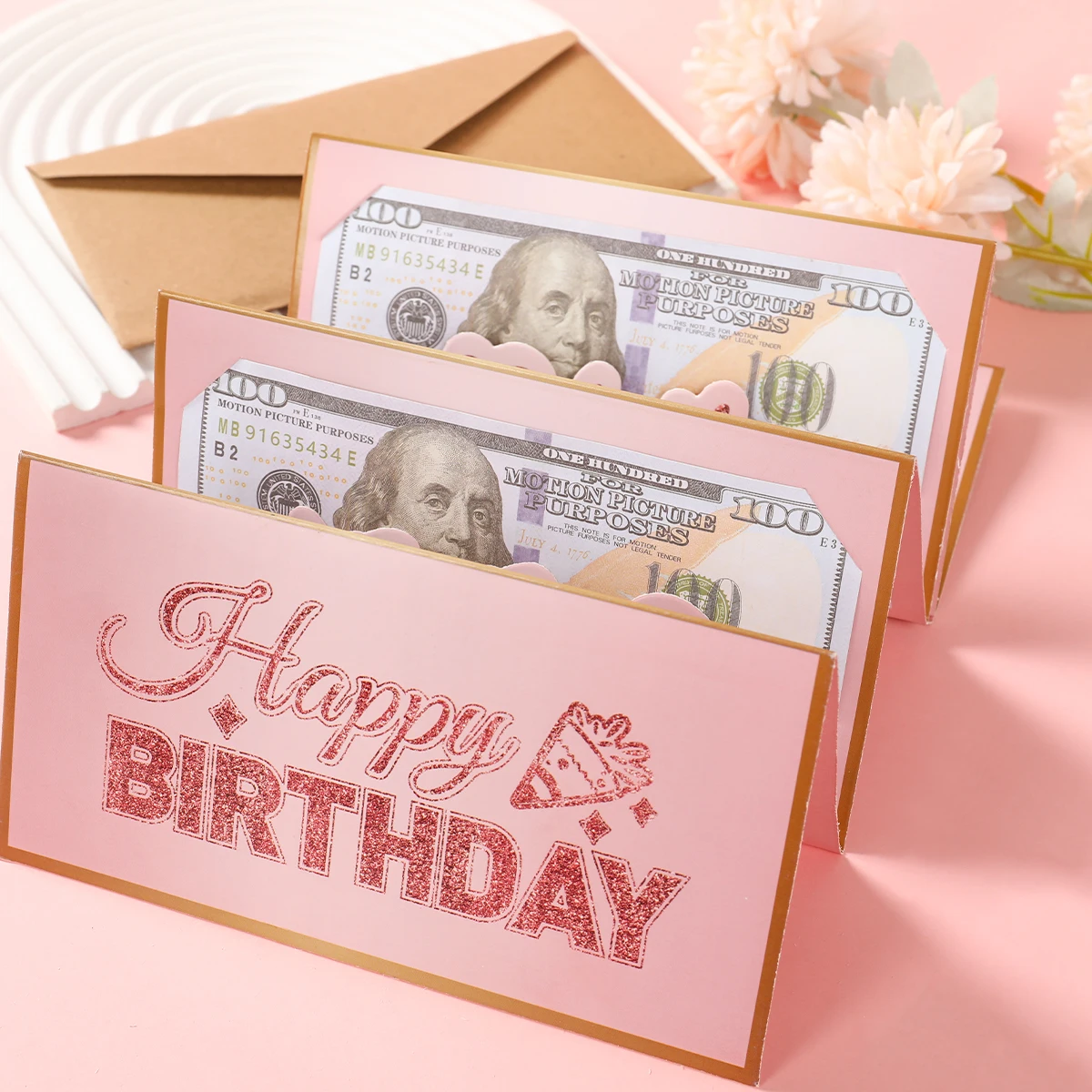 Geburtstagsgeschenk-Geldbörse mit Grußkarte, Kreative Geburtstags-Faltbare Geldumschläge, Roter Umschlag für Kinder – Detail 34