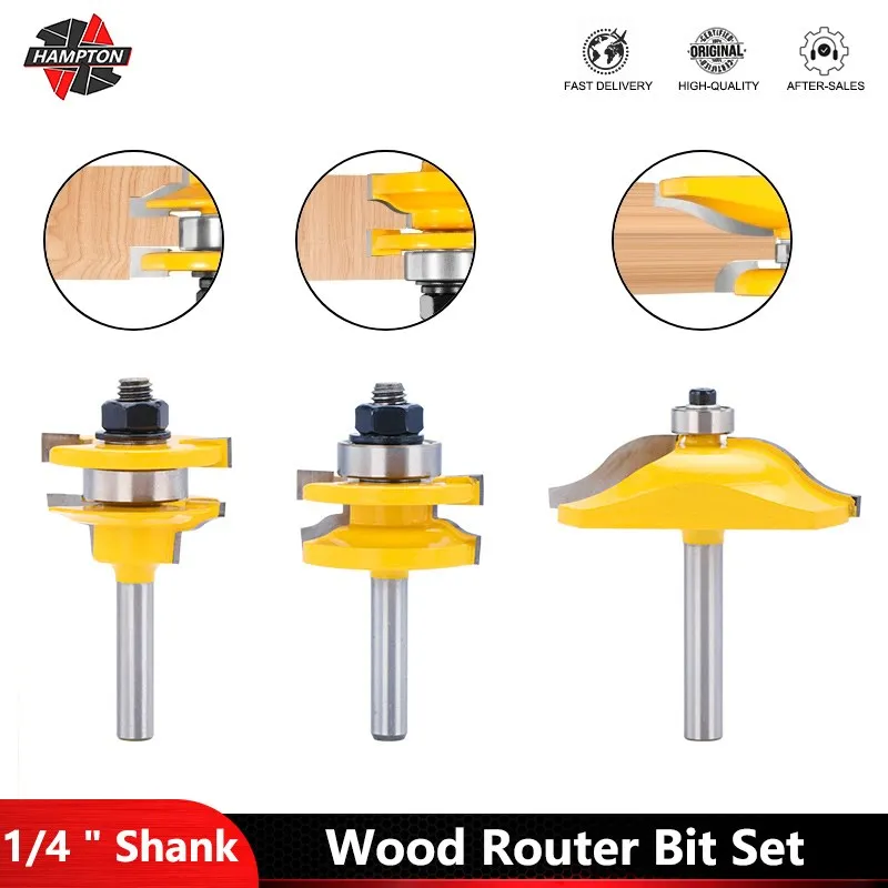 

3Pcs 1/4" Shank Cabinet Raised Panel Router Bits Set Panel Cabinet Door for Woodworking Tools