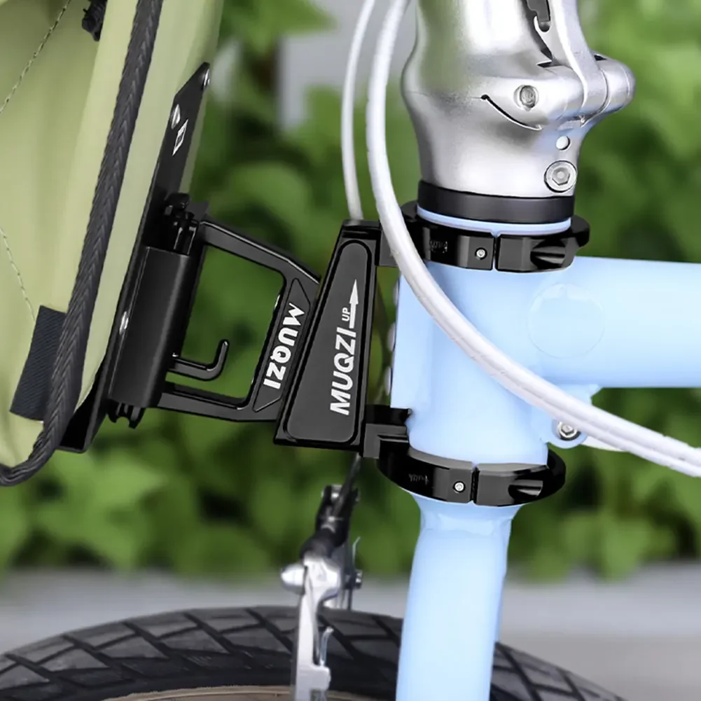 Aluminum Alloy Folding Bicycle Front Bag Carrier Mount Adapter Adjustable Clamp Ring Bike Front Shelf Mount Carrier for Brompton