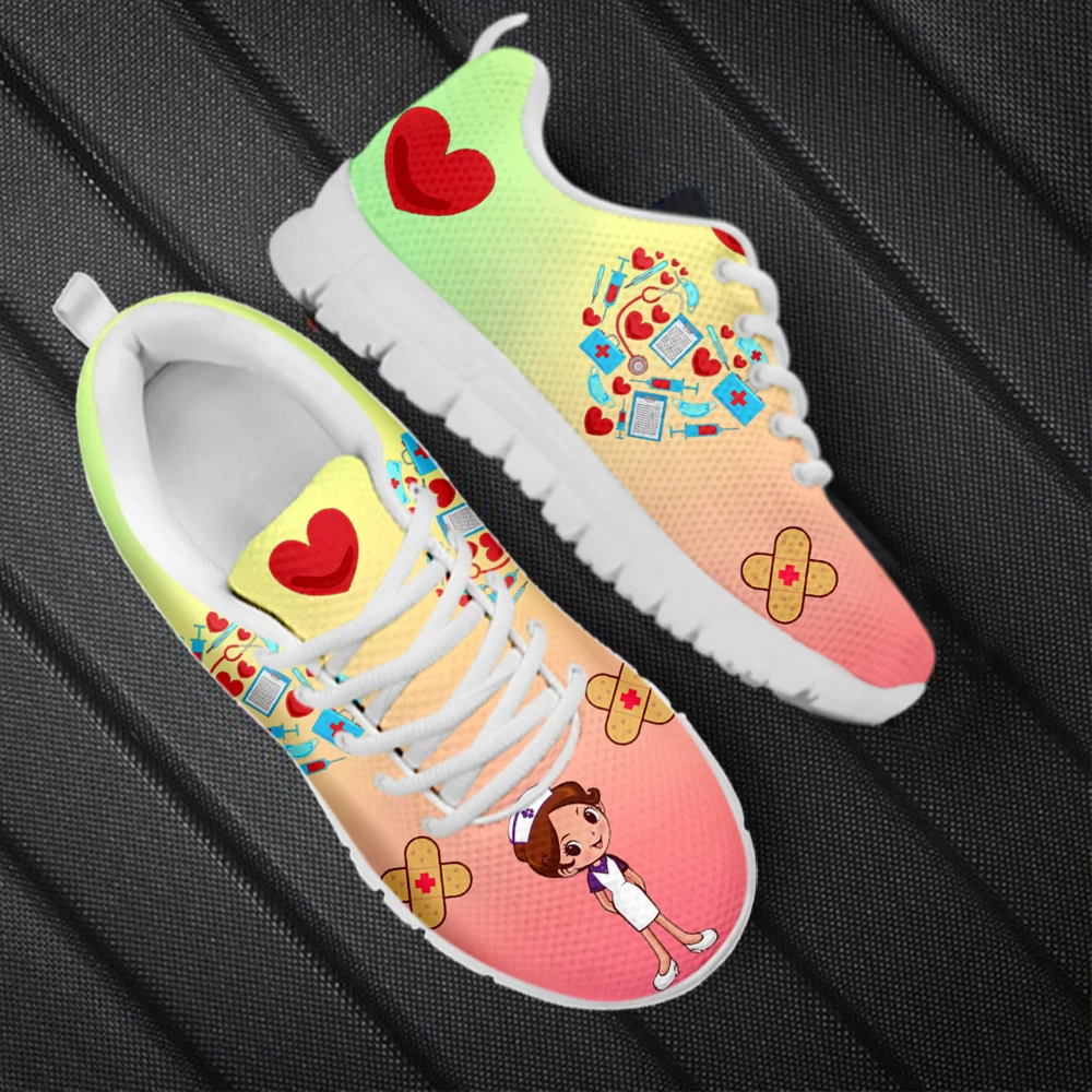 INSTANTARTS Lightweight Sneakers for Hospital Workers Lovely Nurse Healthcare Medical Print Casual Shoes for Women 2023 Zapatos