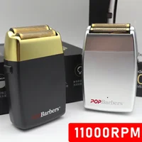 New 11000 RPM 7W Pop Barbers P620 Professional Electric Men's Beard Trimmer Double Foil Shaver Electric Shaver USB Hair Clipper 1