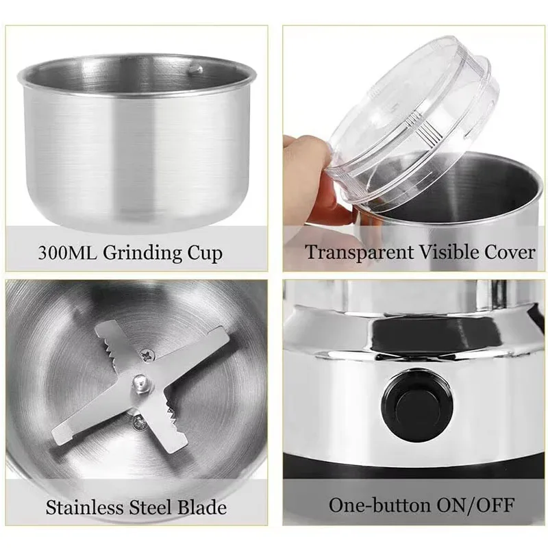 Electric Grinder Coffee Grinder 4-leaf Cereal Grinding Coffee Chopped Home Electric Coffee Grinder Nut Bean Flavor Mixer
