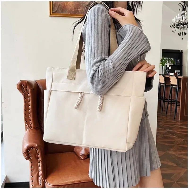 Oxford Single Handbag Shoulder Bag, Multi Zipper Pocket, Campus Student Tote School Bag, Casual Shopping Travel Work Women's Bag 3