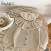 Spring and Autumn Infants' 0-3 Year Old Girl Baby Fashion Ruffle Collar Knitted Coat Small Cardigan Sweater Top