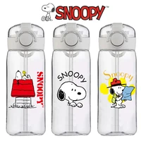 Anime Snoopy Cup Cartoon Drinking Cup Plastic Transparent Hand Children's Men and Women New Cute Direct Drinking Cup with Straw 1