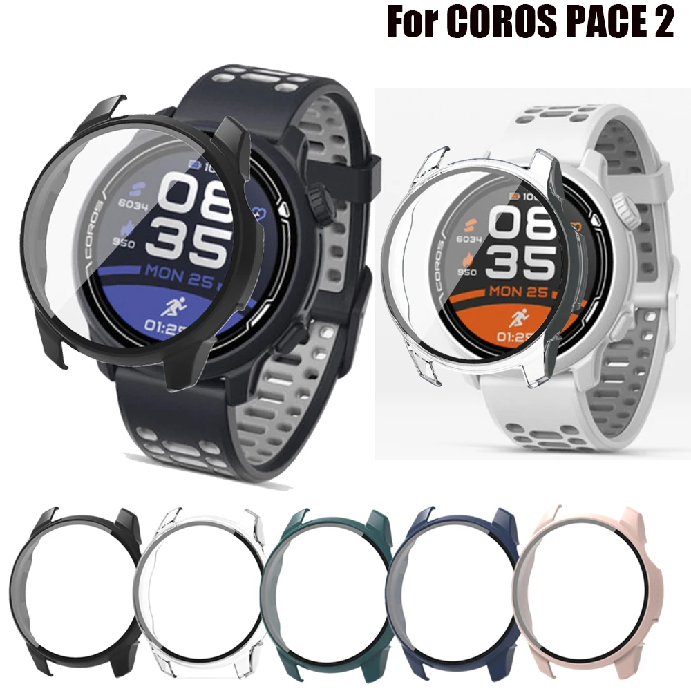 

2in1 PC Full Protective Case For COROS PACE 2 Glass Screen Protecto Cover for Coros Pace 2 Hard Shell Bumper frame Case + Film