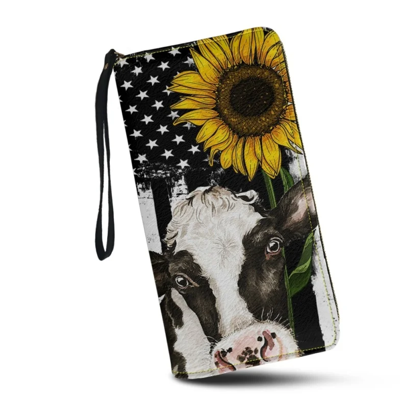 

Belidome Sunflower Cow Gift Cute Wristlet Wallet for Womens PU Leather Zip Around Purse RFID Blocking Card Holder Clutch Bags