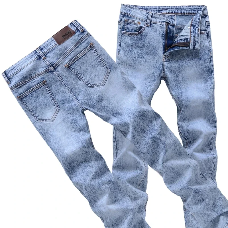 Men's Skinny Gray Sky blue Denim Jeans New Fashion Men Pencil Pants Slim Jeans Men Skinny Long Jeans