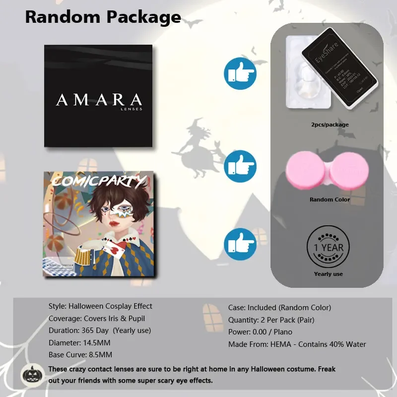 AMARA Vibrant Red Cosmetic Contact Lenses for Stunning Cosplay and Festive Makeup