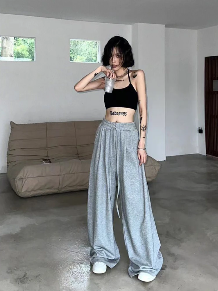 

Y2K Cotton Hip Hop Sweatpants Women Korean Fashion Oversize Harajuku High Waist Pants New Autumn Loose Wide Leg Joggers Trousers