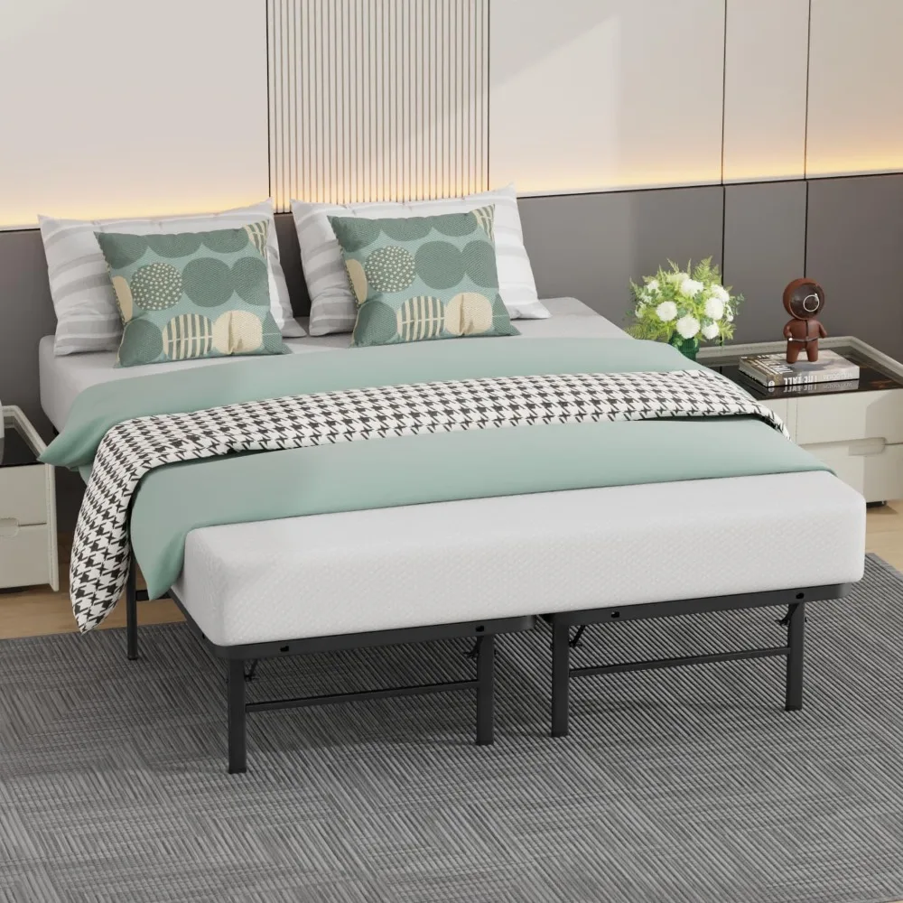 Queen Bed Frame Metal Platform Bed Frame Queen Size 14 Inch Mattress Foundation Box Spring Replacement Heavy 3