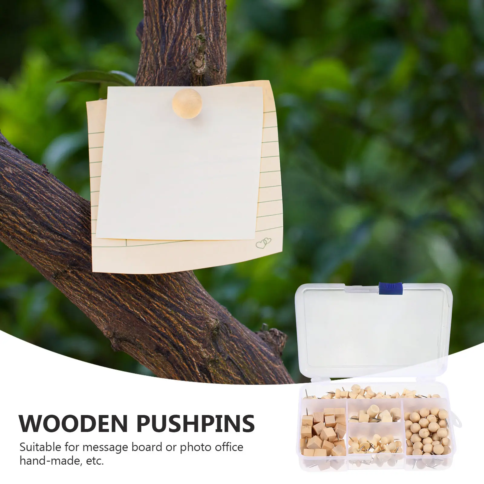 1 상자 나무 푸시핀, 창의적인 사무용 압정, 게시판용 코르크 스트립, 지도 마커, 사진 디스플레이, 공예 장