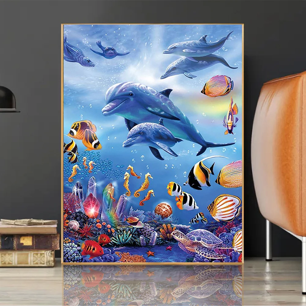 Landscape 5D Diamond Painting Dolphin Full Diamond Mosaic Art Butterfly Flower Cross Stitch Picture DIY Home Decor Gift diamond painting diamond painting accessories