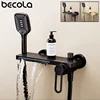 Bathtub Shower Faucet Single Handle Spout Mixer Tap With Hand Shower Wall Mount Platform Bath Mixer Water Faucet Wall Mounted 4