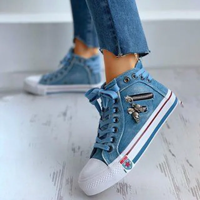  Denim High Top Canvas Shoes Women's Spring and Autumn Retro  Plus Size : Clothing, Shoes & Jewelry