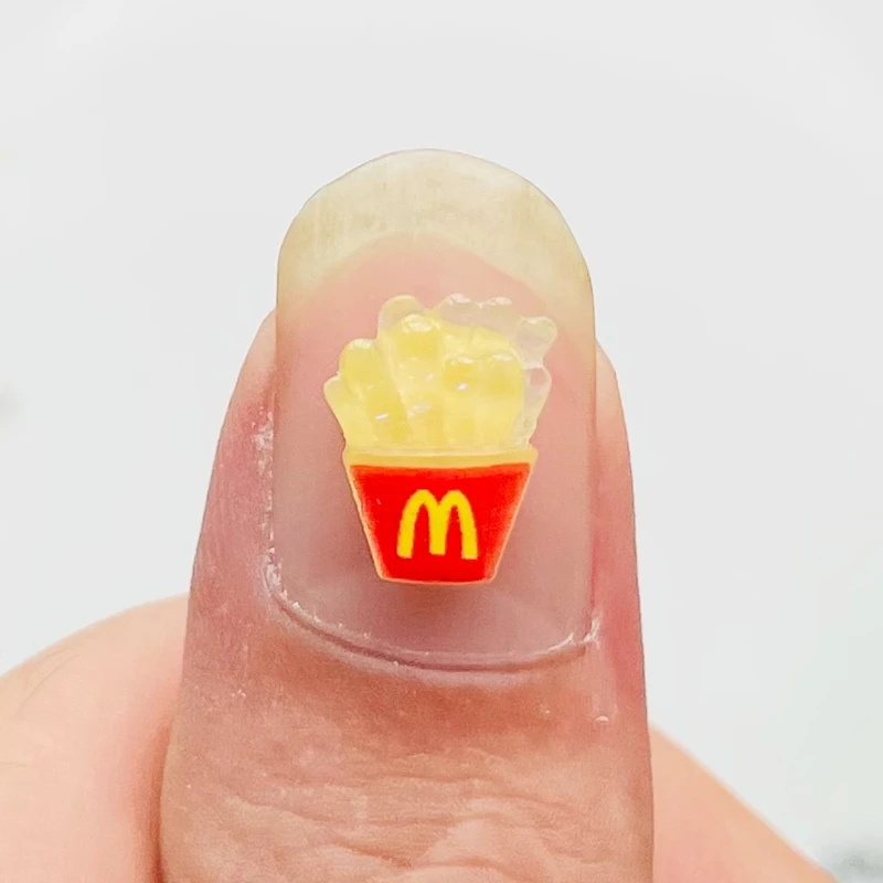 Resin Hairpin Accessories Resin Nail Art Crafts Resin Jewelry Accessories 50 Pcs 11*9mm Mini Cartoon French Fries Flat Back Resin DIY Jewellery Hairpin Children's Gifts Manicure Accessories