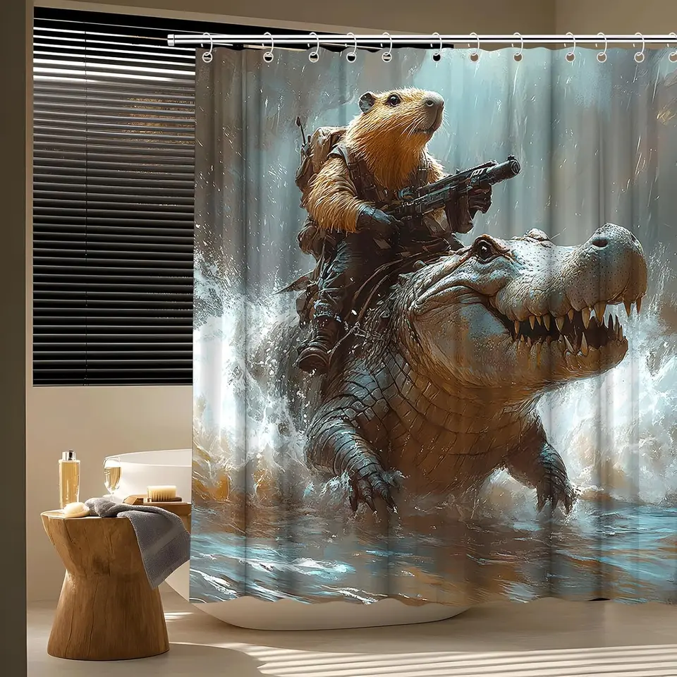 Tende da doccia con stampa cactus Tende da bagno con piante verdi tropicali Tenda da bagno in tessuto impermeabile per la decorazione domestica 185x220 cm (73X87 pollici) nero