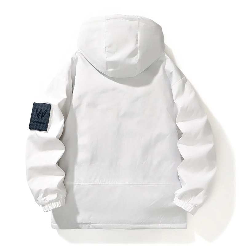 Winter Thickened Fleece Lined Hooded Jacket Men's Outerwear Warm Cotton Coat Youth Casual Outerwear Polyester Fabric Zipper C... - 2