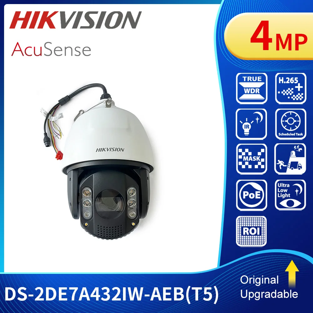 Hikvision Ds-2De7A432Iw-Aeb(T5) 4Mp Network Speed Dome Acusense Ip Camera Poe Microfono Integrato 32X Zoom Ottico 200M Ir