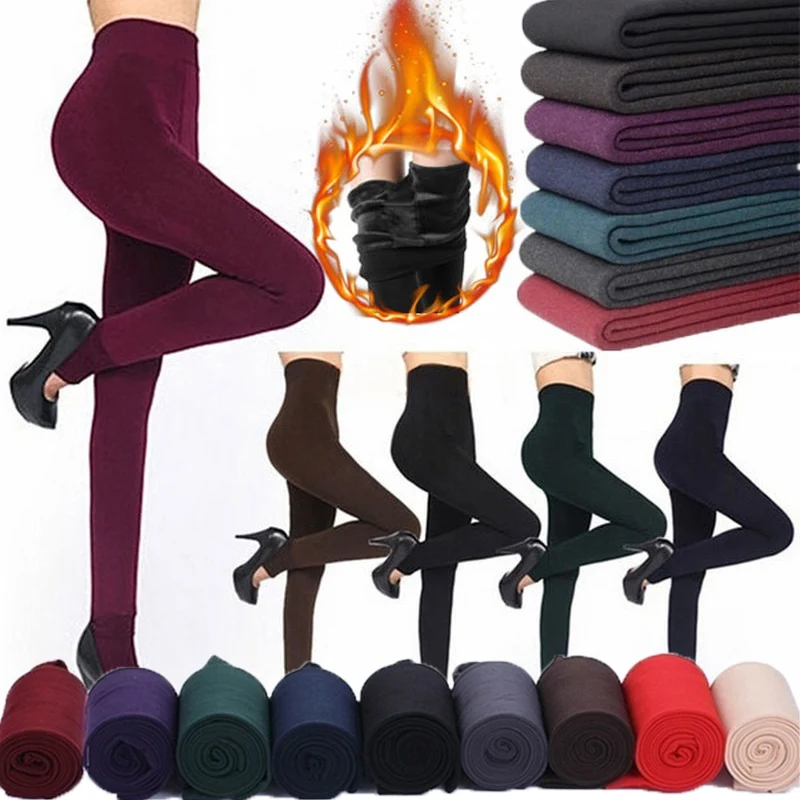 

Winter Warm Leggings For Women's Thermal Pants Polar Pantyhose Sock Lined Pants Velvet Tights Skin Effect Stretchy Wool Leggings