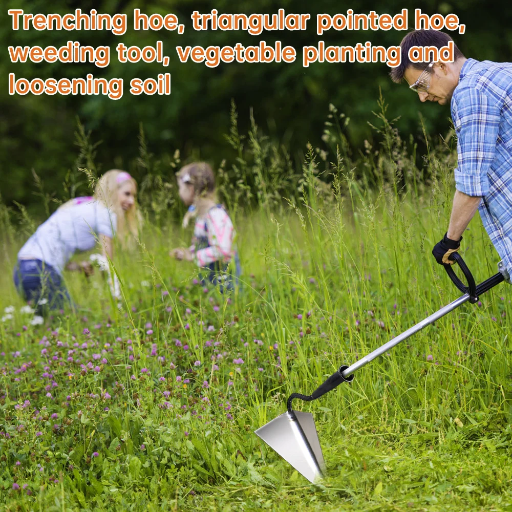 Description Picture 2 of itemPlowing Hoe Triangle Agricultural Land Turning Hand Plow/Manual Loose Soil Hoe Plough Rake Hoe for Household Vegetable Planting