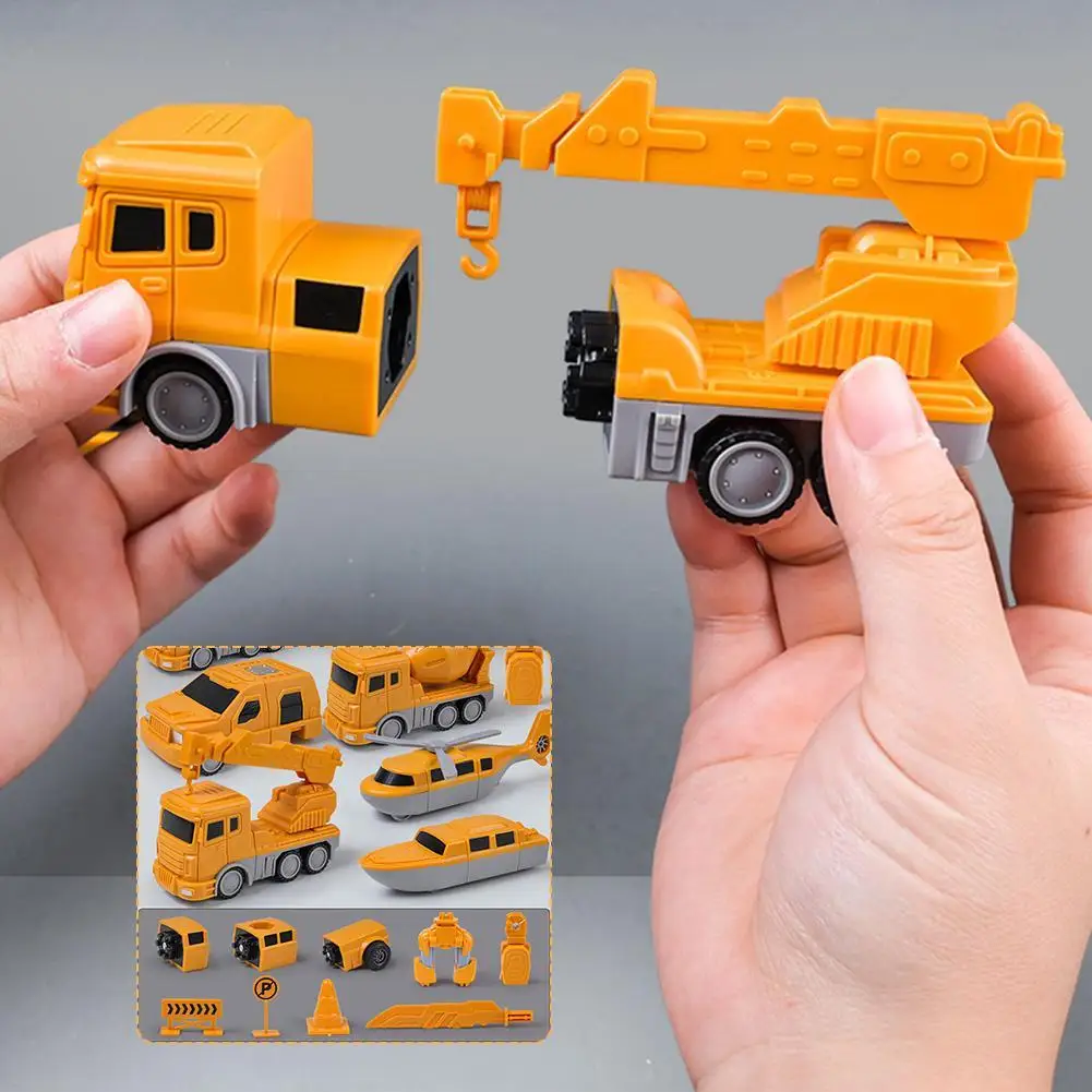 16/26/35pcs/set Magnetic Transformer Engineering Vehicle Assembly Playset Multi-functional Combination Transform Robot Toys 3