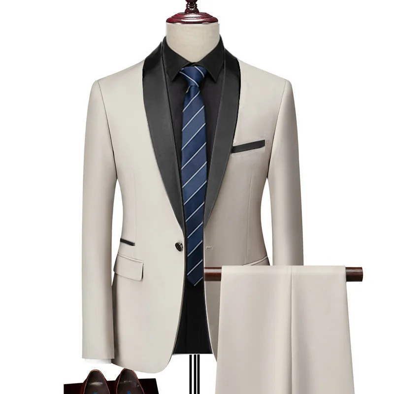 blazer for men wedding Men Skinny 3 Pieces Set Formal Slim Fit Tuxedo Prom Suit / Male Groom Wedding Blazers High Quality Dress Jacket Coat Pants Vest sport coat Suits & Blazer