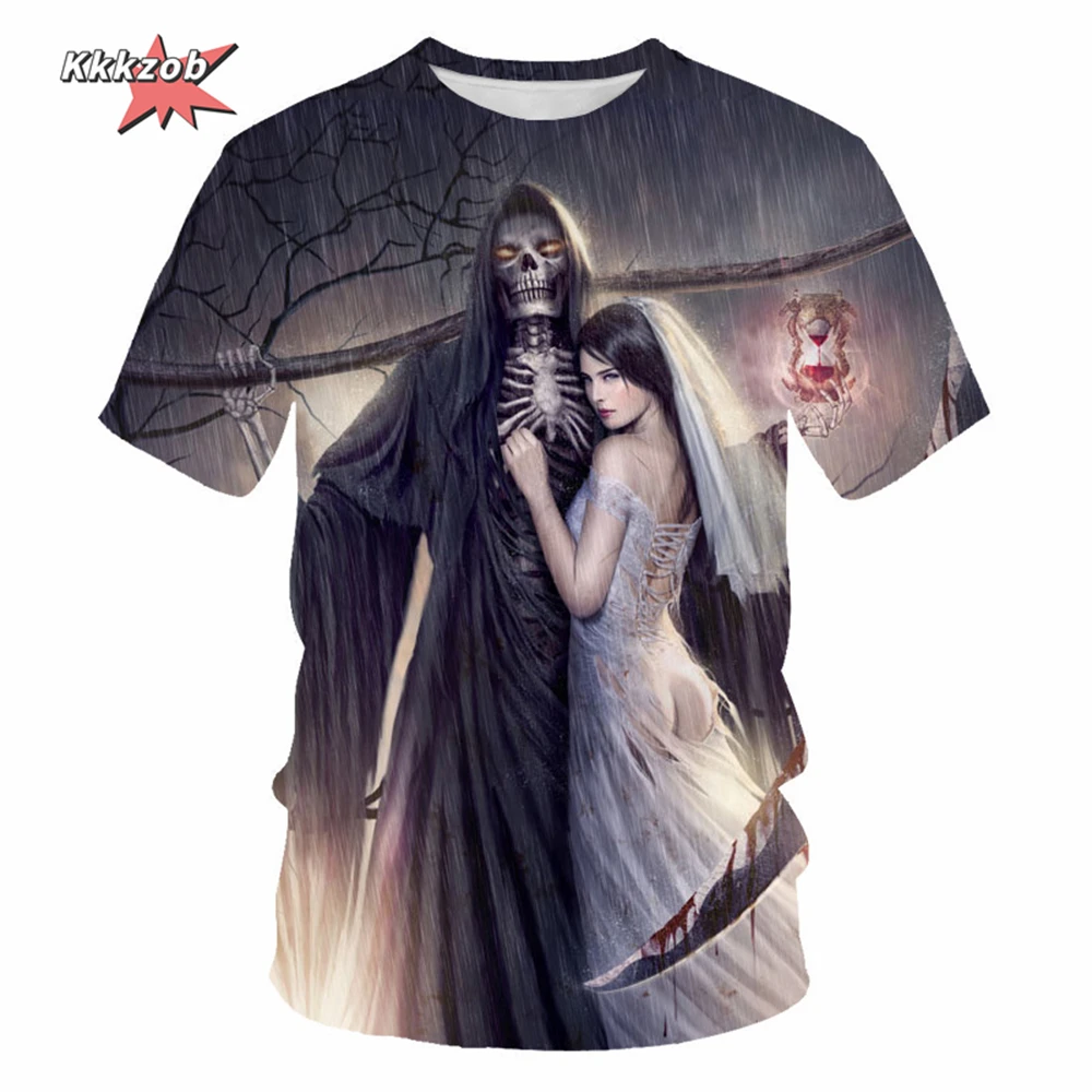 Gothic Skull T-Shirt - 3D Printed Casual Short Sleeve Top