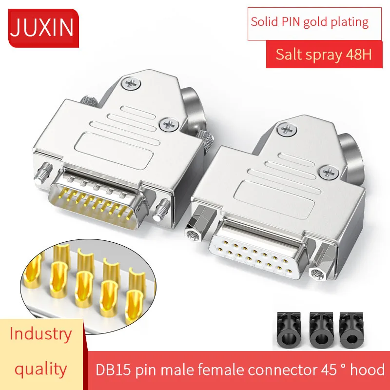 

DB15 plug, two rows of 15-pin bevel outlet hood, 45-degree hood parallel welding wire head D-SUB15 male