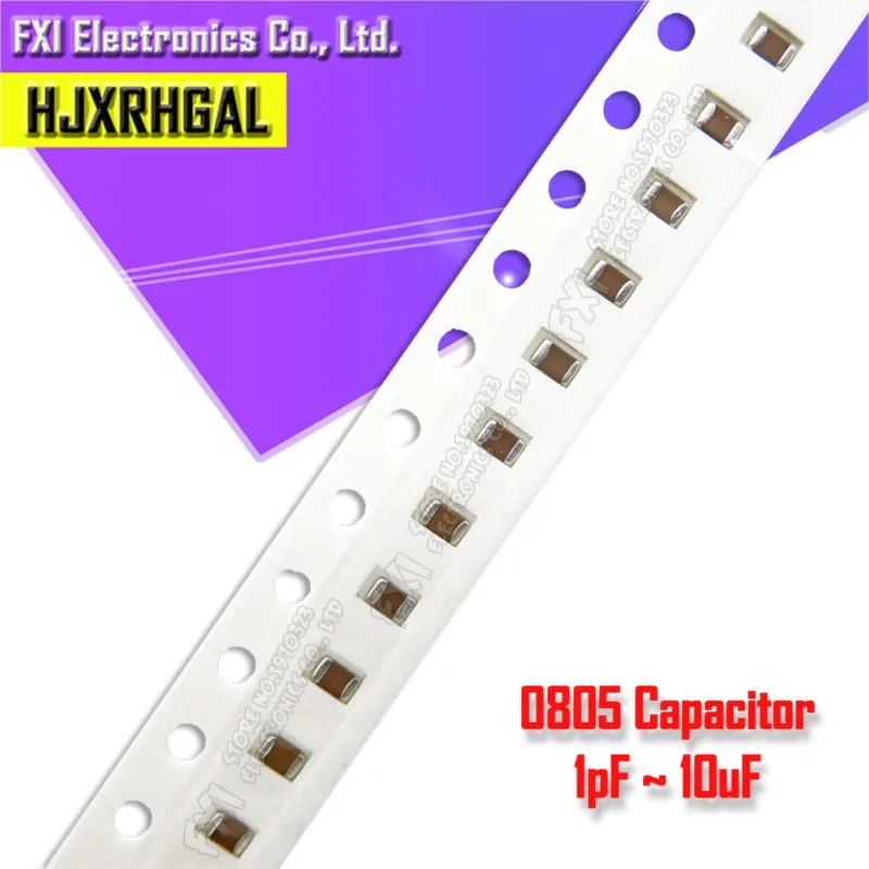 0805 50V SMD Thick Film Chip Multilayer Ceramic Capacitor 0.5pF-47uF 10NF 100NF 1UF 2.2UF 4.7UF 10UF 1PF 6PF 100pcs ceramic capacitor smd capacitor multilayer capacitor