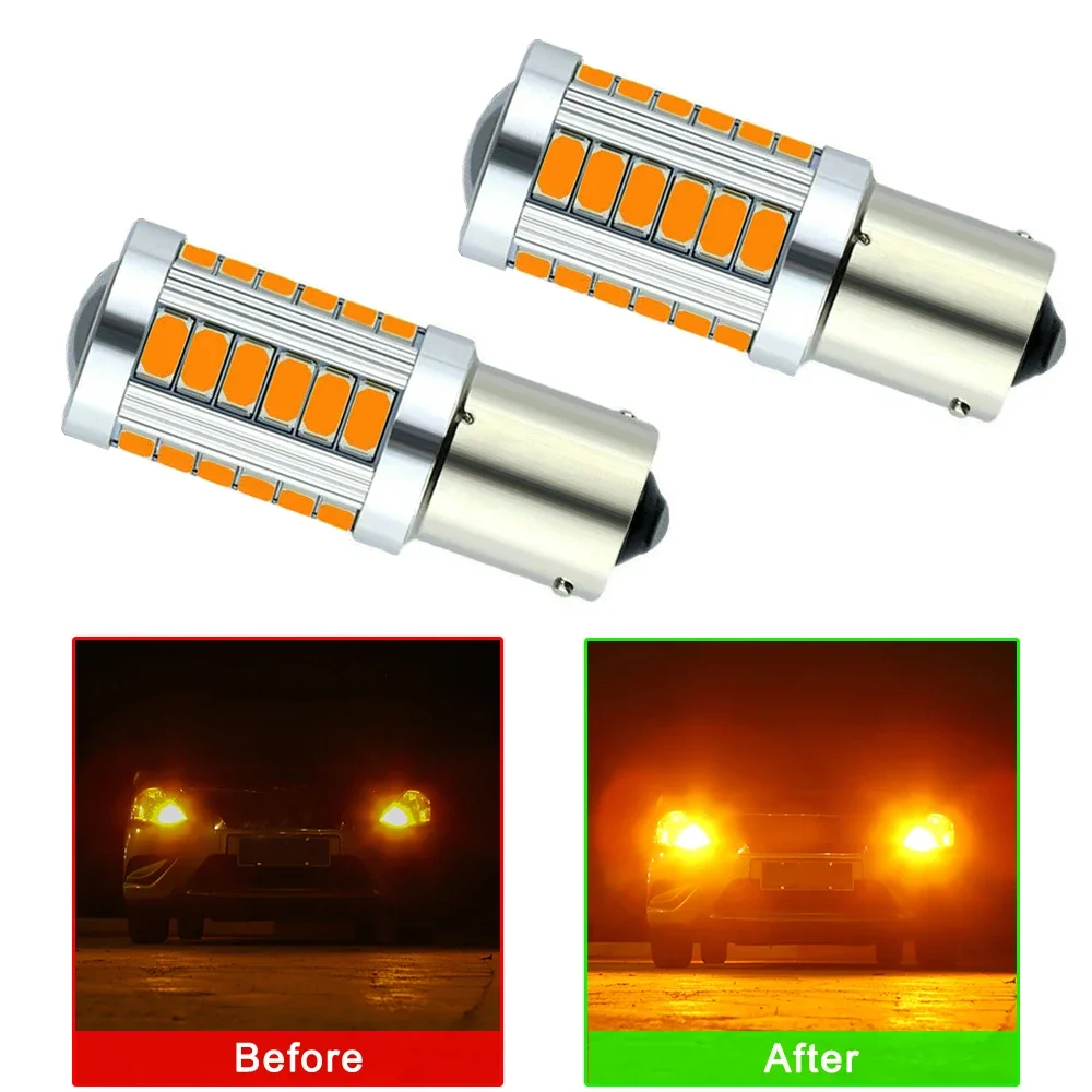 2pcs ڹ ο LED ڵ  õ 1156 BAU15S PY21W 33SMD 극ũ    ĸ   ׼
