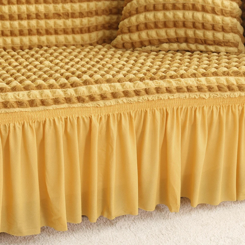 LANMOLIFE 1PC Super Stretch Sofa Cover Living Room Sofa With Skirt Trim Removable Cleaning Furniture Covers For Hotel Offices 5